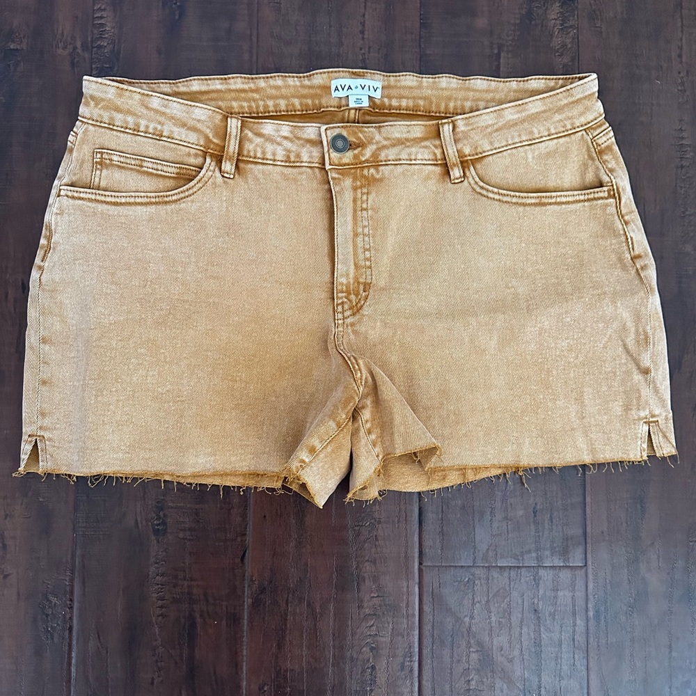 Ava + Viv orange denim shorts